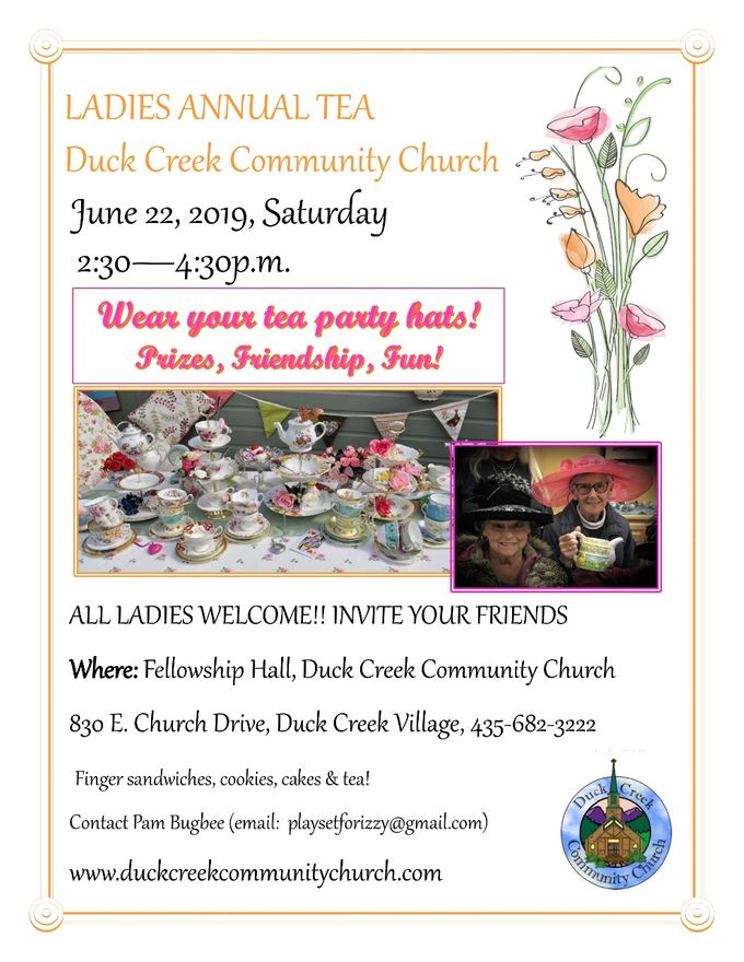 Bring a friend and join us June 22, 2:30-4:30. Great fun, fellowship, tea, finger sandwiches, and desserts!