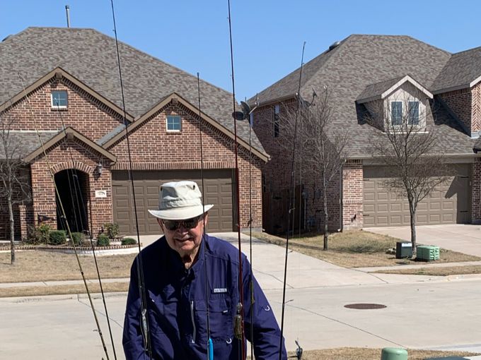 Tom Smith was an avid fishermen. Even knee surgery couldn’t keep him from grabbing his fishing poles and heading out to the lake for a day of angling. He is shown here, last year, in front of his home in Texas heading out to fish. 